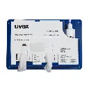 uvex safety eyewear cleaning station, suitable for all uvex safety spectacles, Includes cleaning tissues, cleaning fluid and mirror. Comes complete with mounting screws and double sided stickers for wall mounting