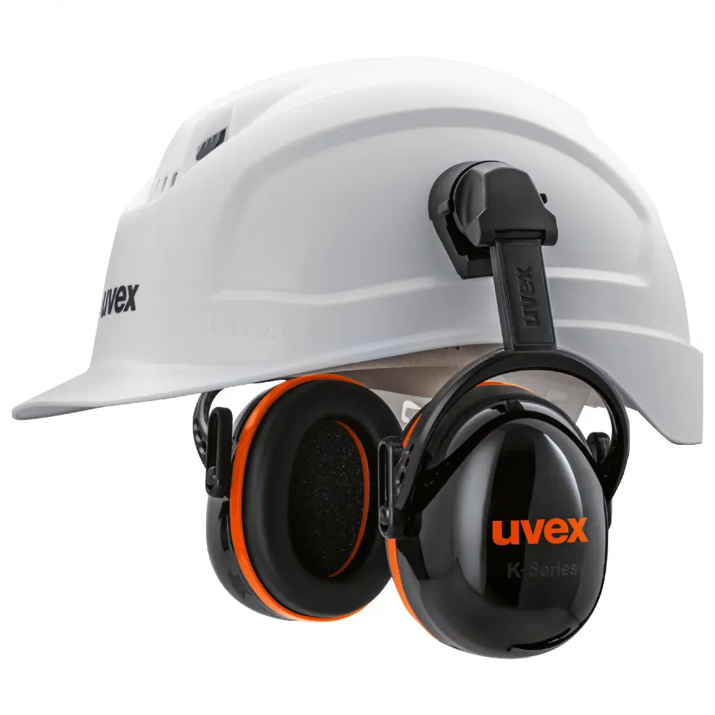 uvex K30H dielectric helmet earmuffs For medium noise areas. Dielectric earmuffs for use with the uvex pheos E helmet, ensures safety during electrical work. SNR 34dB