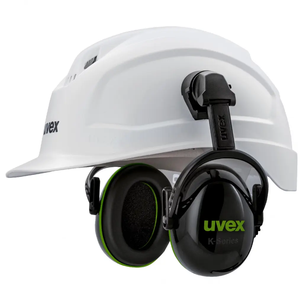 uvex K20H dielectric helmet earmuffs for medium noise areas. Dielectric earmuffs for use with the uvex pheos E helmet, ensures safety during electrical work. SNR30dB