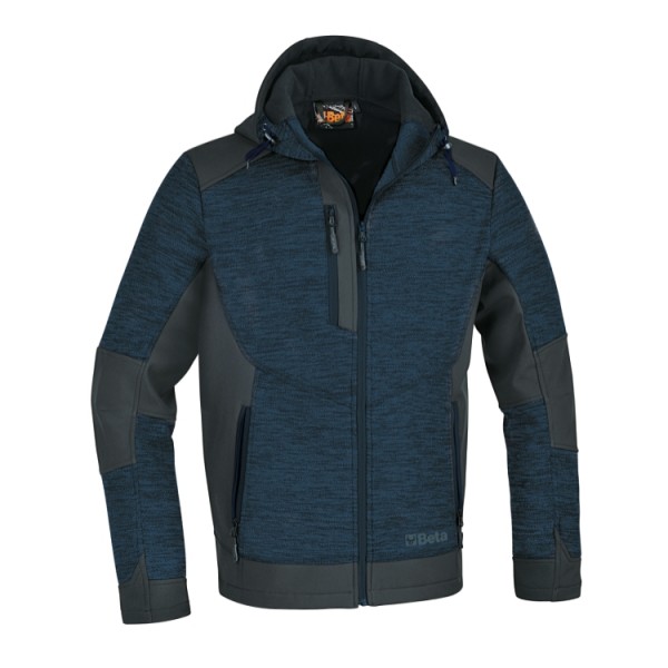 Beta Tools 7637B Technical fleece hoodie with softshell fabric inserts XS, S, M, L, XL, XXL, XXXL