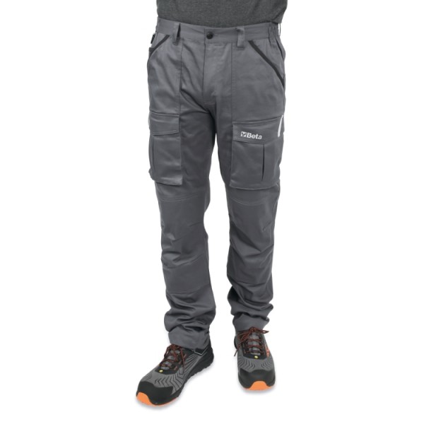 BETA Tools 7930MG Work trousers, multipocket style, 100% cotton, grey