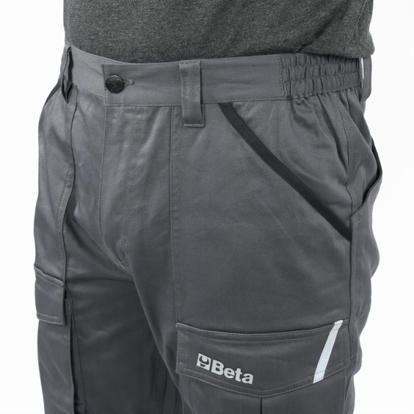 BETA Tools 7930MG Work trousers, multipocket style, 100% cotton, grey