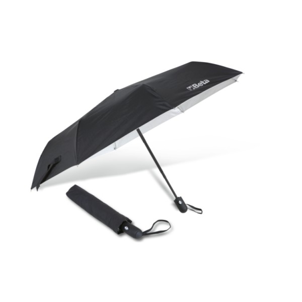 BETA Tools 9521 Umbrella, made of nylon T210, 3-section aluminium frame, black, automatic open/close mechanism