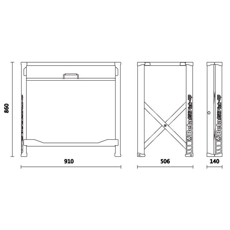 BETA Tools C56PL O Folding Workbench, Light Version 18.5kg, Compact, 200kg Load Capacity, 800x500mm Worktop