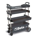 BETA Tools C27S Folding tool trolley for outdoor jobs, 2 drawers, Thermoplastic worktop with 6 built-in tool trays