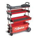 BETA Tools C27S Folding tool trolley for outdoor jobs, 2 drawers, Thermoplastic worktop with 6 built-in tool trays