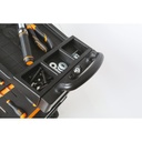 BETA Tools C27S Folding tool trolley for outdoor jobs, 2 drawers, Thermoplastic worktop with 6 built-in tool trays