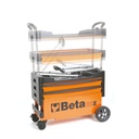 BETA Tools C27S Folding tool trolley for outdoor jobs, 2 drawers, Thermoplastic worktop with 6 built-in tool trays