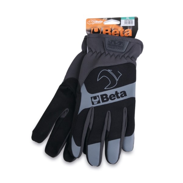 BETA Tools 9574B Work gloves, with stretch-elastic cuffs, reinforced thumbs and index fingers, made from touchscreen capable synthetic leather