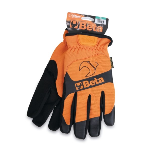 BETA Tools 9574O Work gloves, with stretch-elastic cuffs, reinforced thumbs and index fingers, made from touchscreen capable synthetic leather, M-XXL