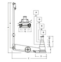 Beta Tools 3067/70-13T Long Version Air Hydraulic Jack for lorries, artics, buses & coaches & agricultural. 70-43-23-13 tons capacity, 74kg, 8-10bar, 600 l/min