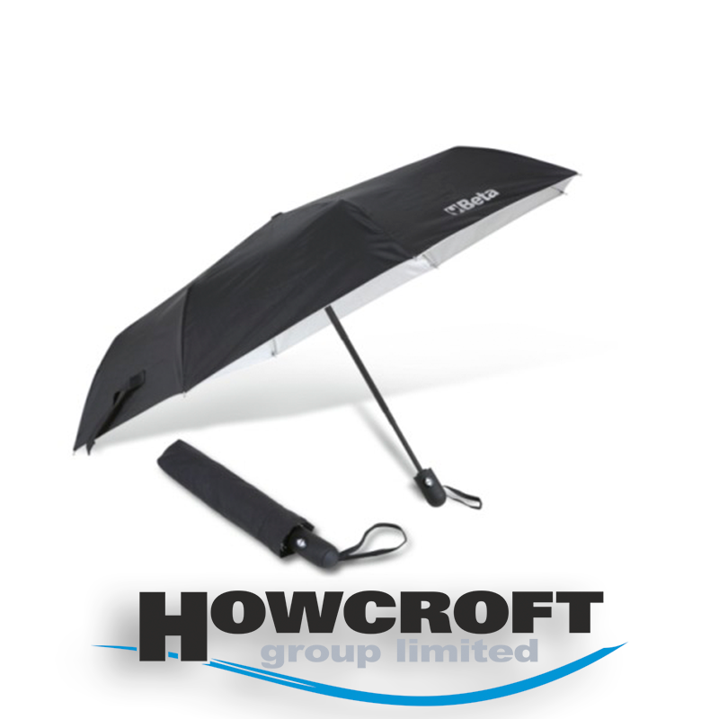 BETA Tools 9521 Umbrella, made of nylon T210, 3-section aluminium frame, black, automatic open/close mechanism
