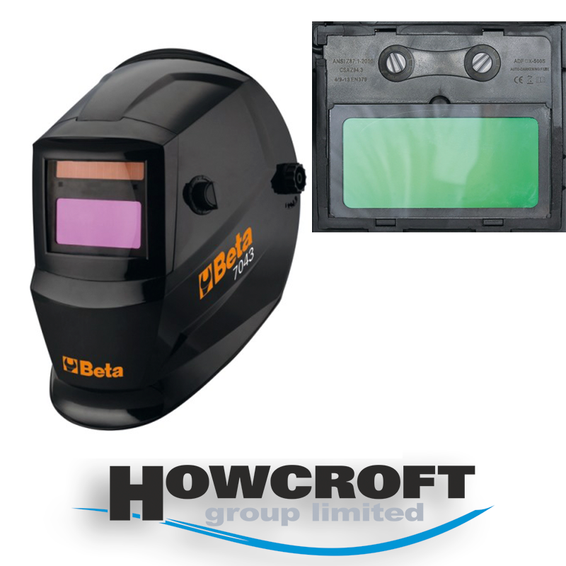 Beta Tools 7043 Auto-darkening LCD mask, for electrode welding, MIG/MAG, TIG and plasma, solar cell power supply