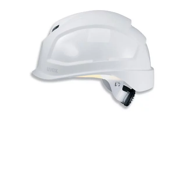 uvex pheos B-S-WR Short brim. Size 52 to 61 cm. Euroslot adapter for attaching earmuffs and uvex pheos visor. Six-point textile band attachment. PPE Safety Helmet
