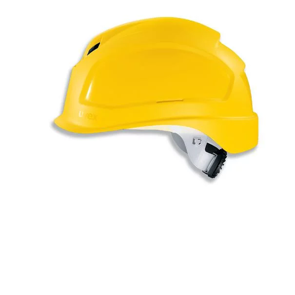 uvex pheos B-S-WR Short brim. Size 52 to 61 cm. Euroslot adapter for attaching earmuffs and uvex pheos visor. Six-point textile band attachment. PPE Safety Helmet