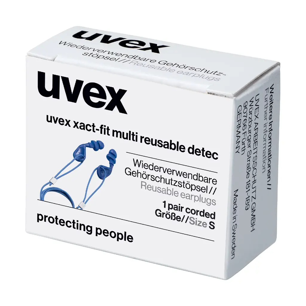 uvex xact-fit detec reusable corded earplugs size S in mini box (cardboard) Extremely easy fitting. PPE Hearing Protection