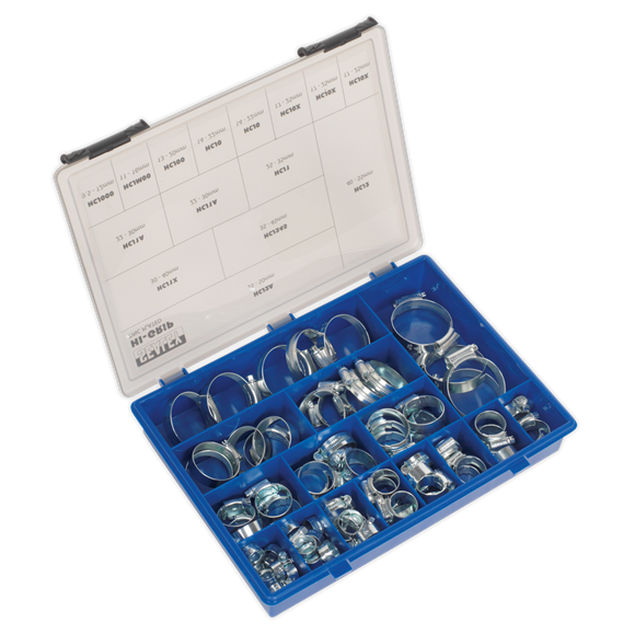 Sealey HCJ85AC HI-GRIP® Zinc Plated Hose Clip Assortment 9.5-55mm 81pc