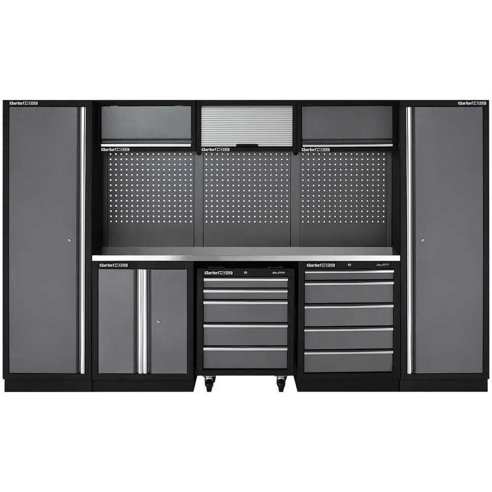 Clarke 7632901 COMBGSM03 Modular Custom Workshop Storage System 16 Piece Package Stainless Steel Worktops