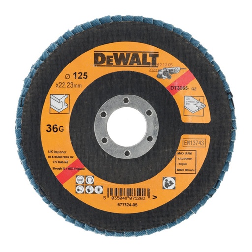 [DEWDT3265-QZ] DeWalt Opp Flap Disc - Type 29 Angled - 125mmx36G