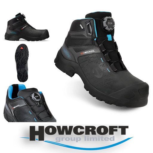 uvex Heckel MACCROSSROAD 3.0 HIGH with BOA® Fit System PPE Safety Boots, Water-resistant full-grain leather, Rubber-coated toe, Metal-free midsole and toe cap, 3.5-13